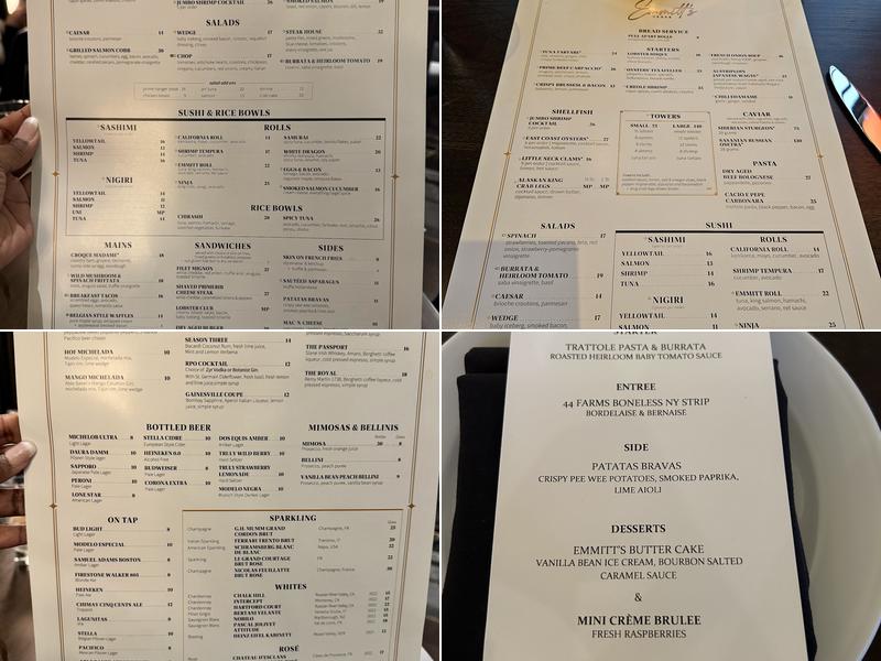 Emmitt's Vegas Menu
