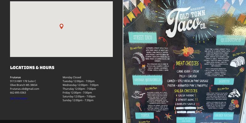 Mississippi old town taco Menu