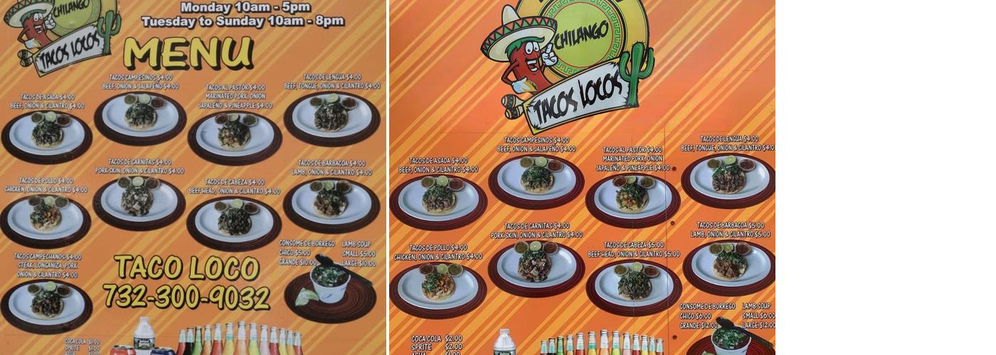 Chilango Taco Loco Menu