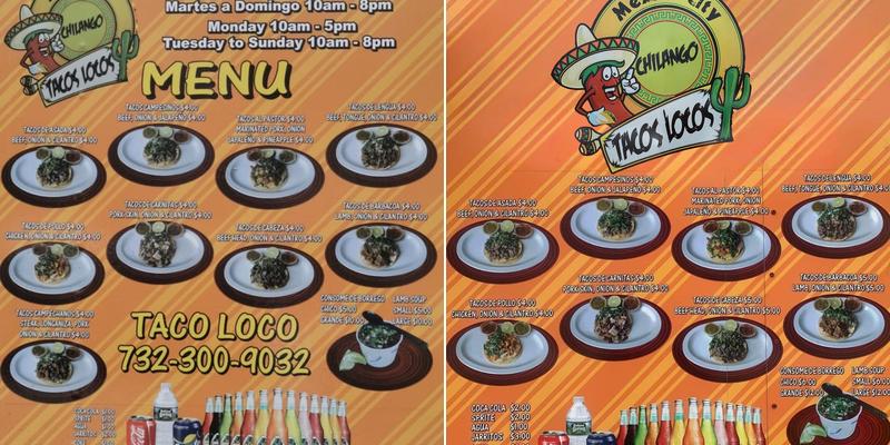 Chilango Taco Loco Menu