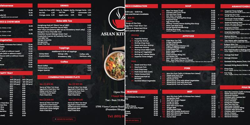 Asian Kitchen 1 Menu