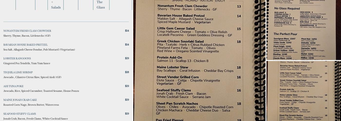 Heckmans Kennebunkport Menu