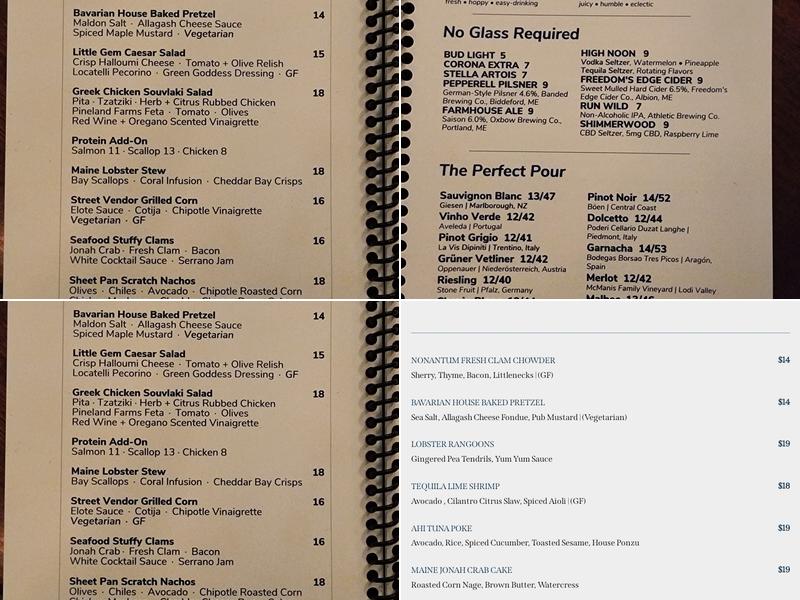 Heckmans Kennebunkport Menu