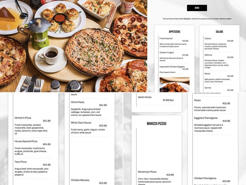 Wahizza Broadway Menu