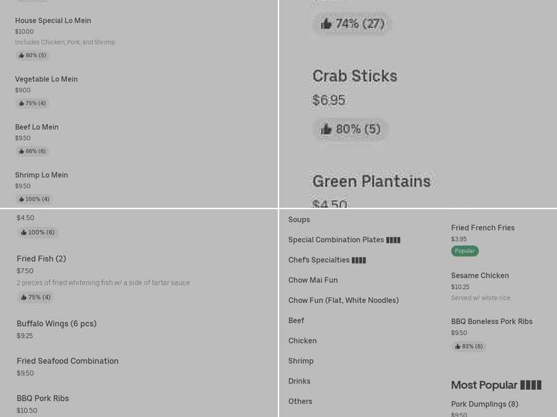 Chen's Garden Menu