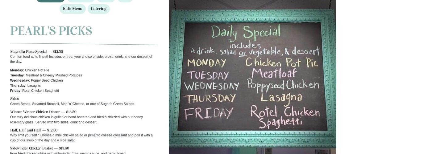 Pearl's Kitchen Menu