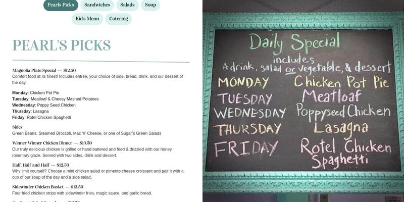 Pearl's Kitchen Menu