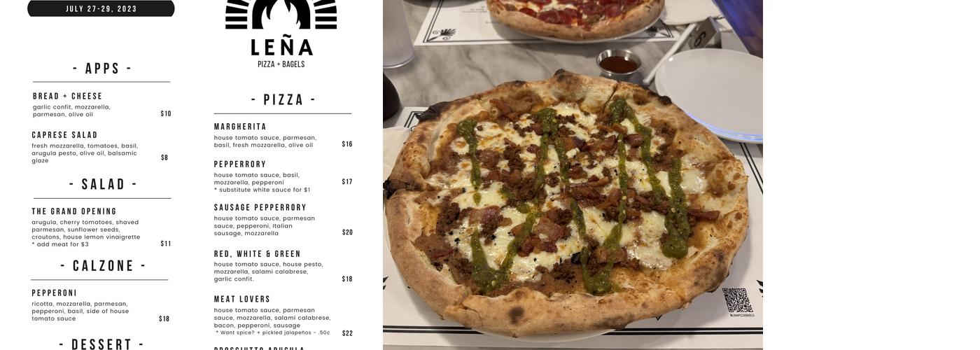 Leña Pizza + Bagels Menu