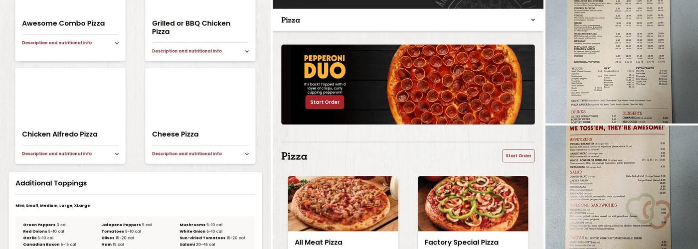 Pizza Factory Menu