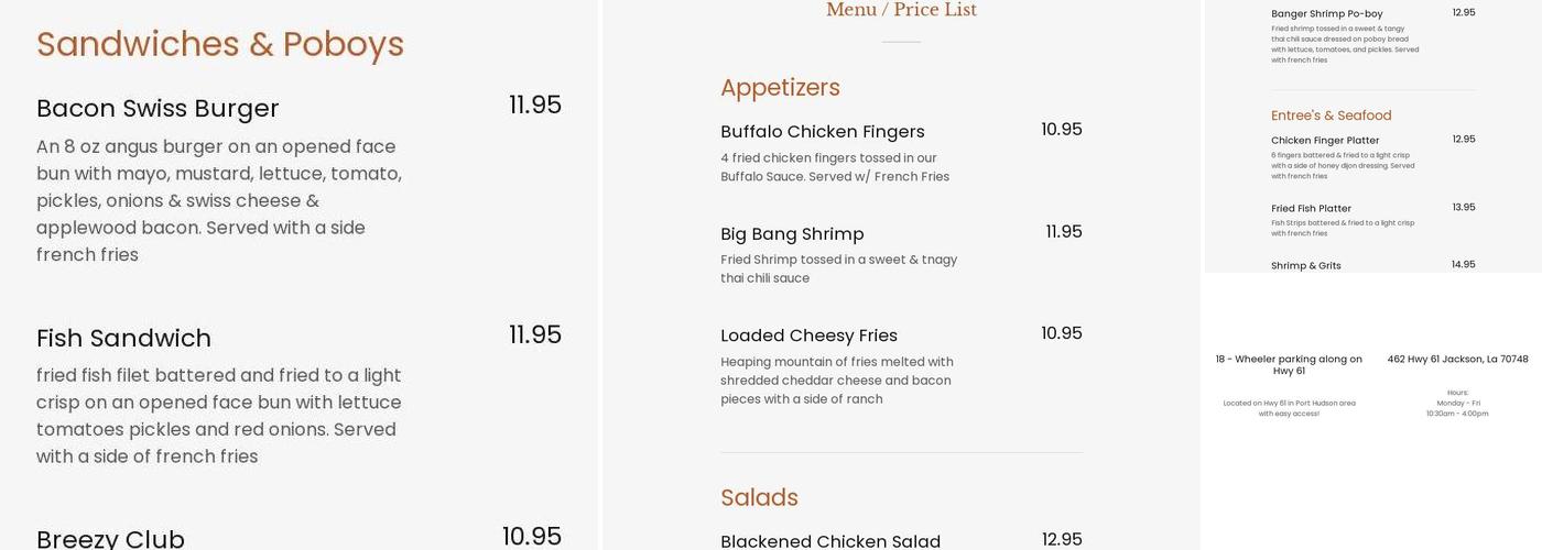 Wheelin & Grillin Menu