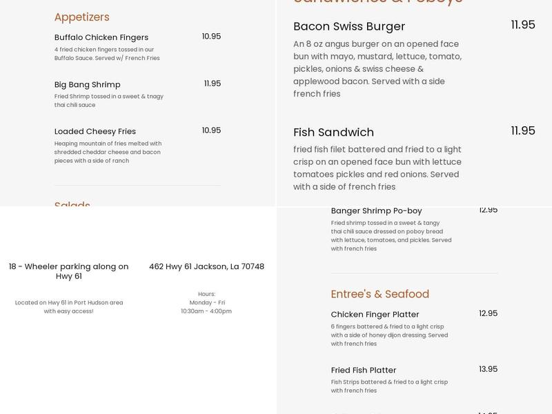 Wheelin & Grillin Menu