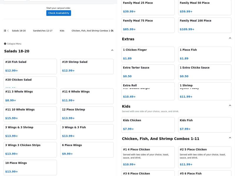 Chick-O-Fish (Industrial Drive) Menu