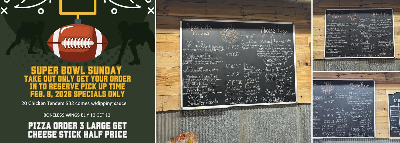 Big Time Pizza & Bakery Menu