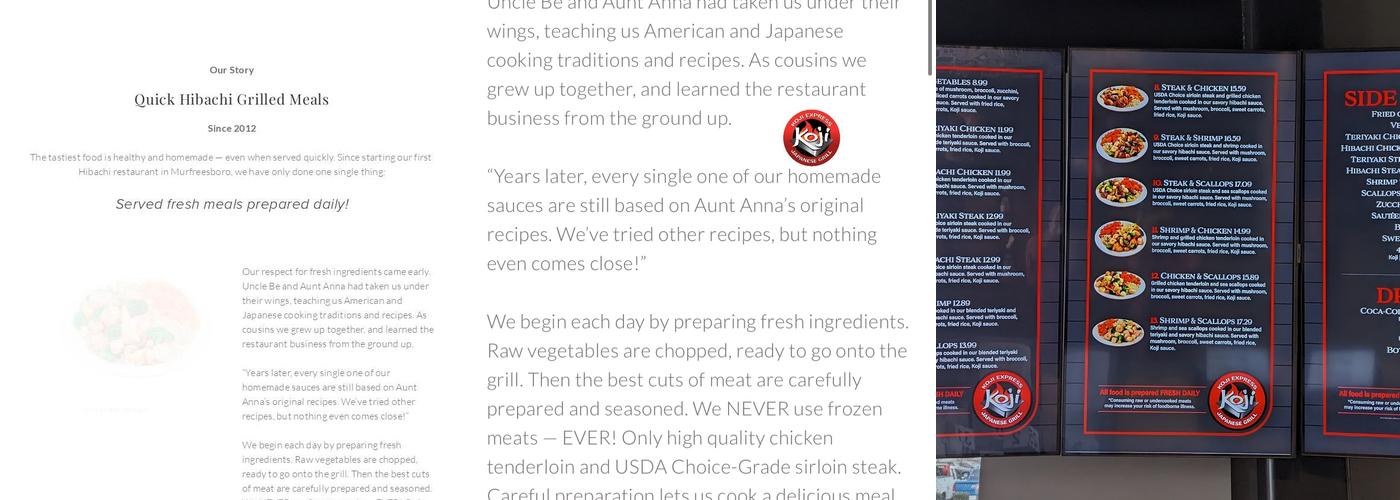 Koji Express Japanese Grill - North Menu