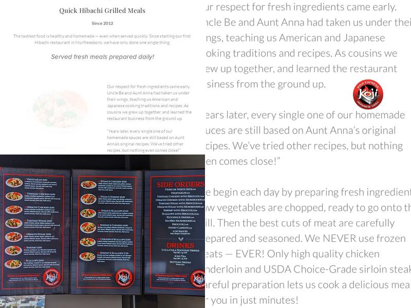 Koji Express Japanese Grill - North Menu