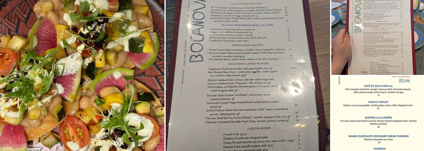 Bocanova Menu