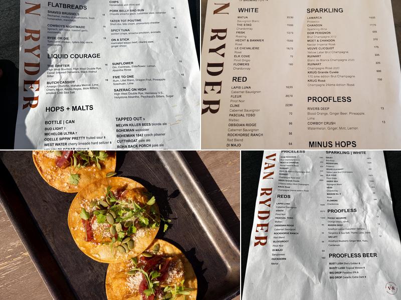 Van Ryder Menu
