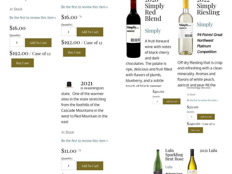 Ryan Patrick Wines Prosser Menu