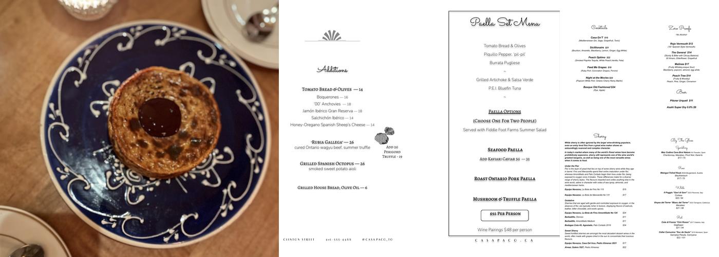 Casa Paco Menu