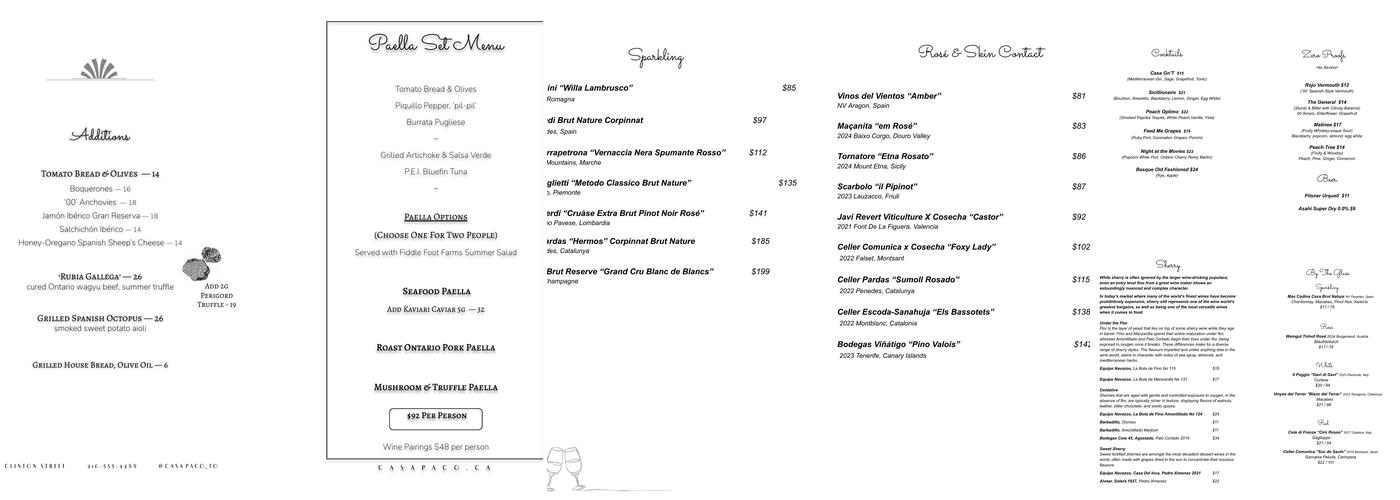 Casa Paco Menu