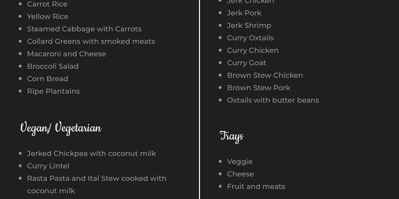 Milly's Tayse of Di Island Menu