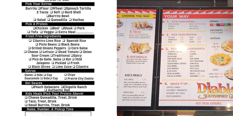 Diablo’s Southwest Grill Menu