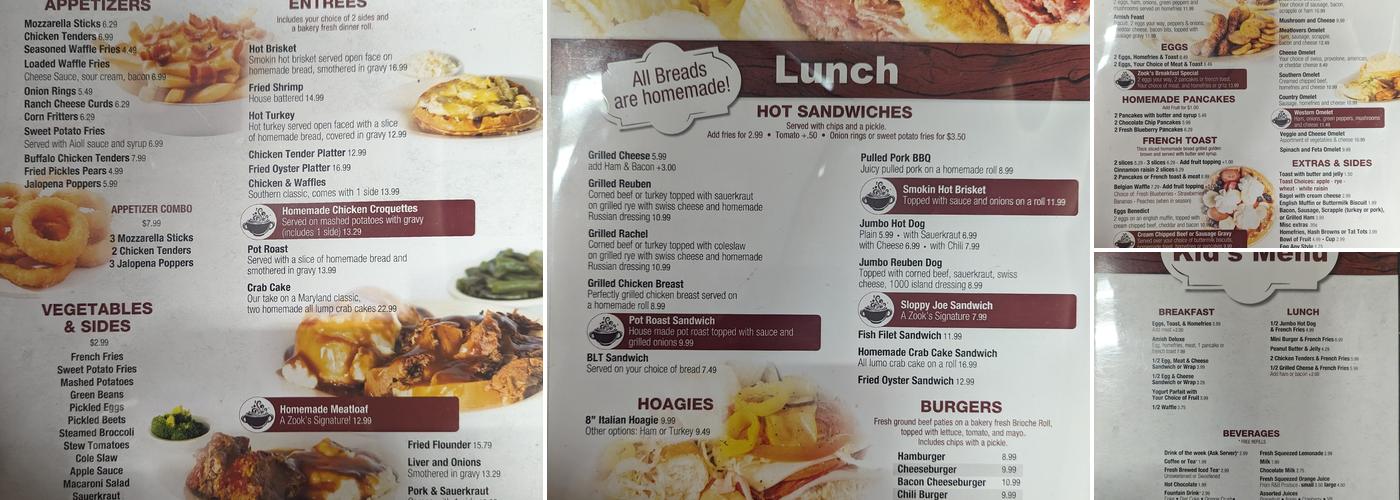 Zook's Family Restaurant Menu