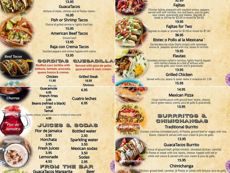 GuacaTacos - Mexican Cantina Menu