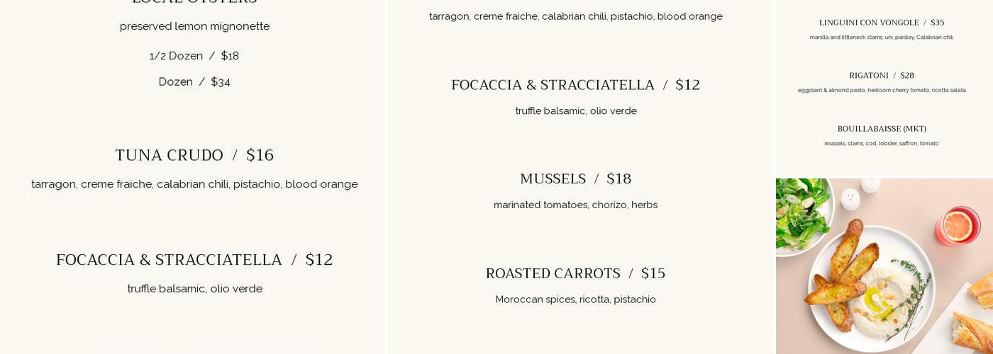 Bred in the Bone Menu