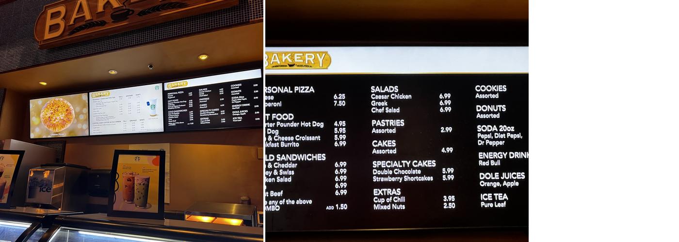 The Bakery Menu