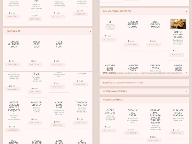 Saffron Indian Cuisine Menu