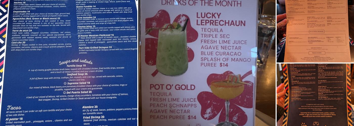 Port Vida a Mexican Cantina Menu