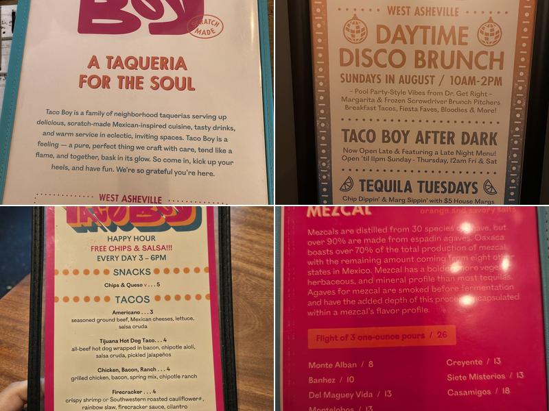 Taco Boy West Asheville Menu