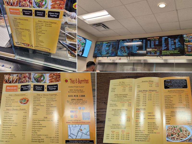 This is Burritos Menu