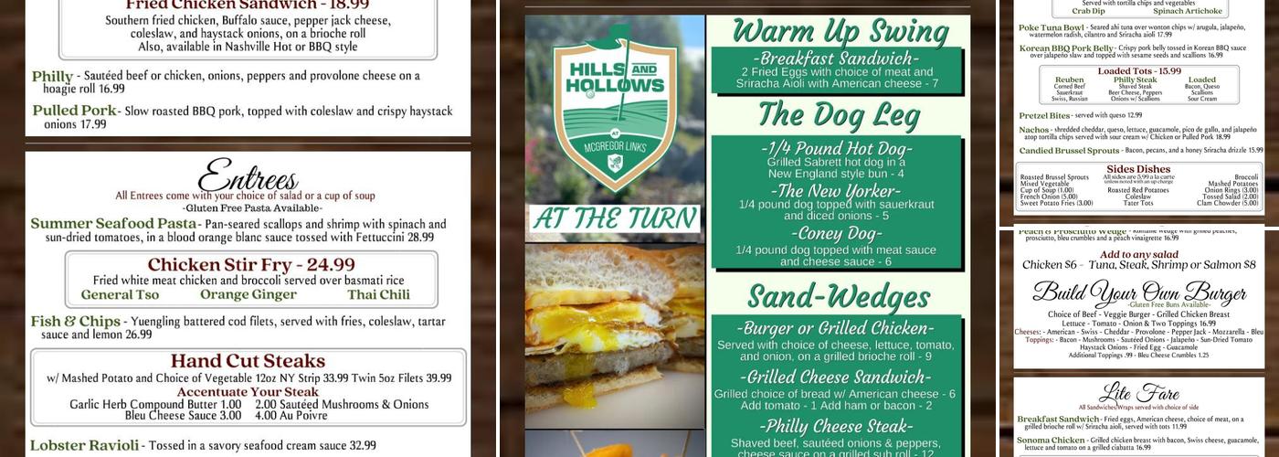 Hills & Hollows at McGregor Links Country Club Menu
