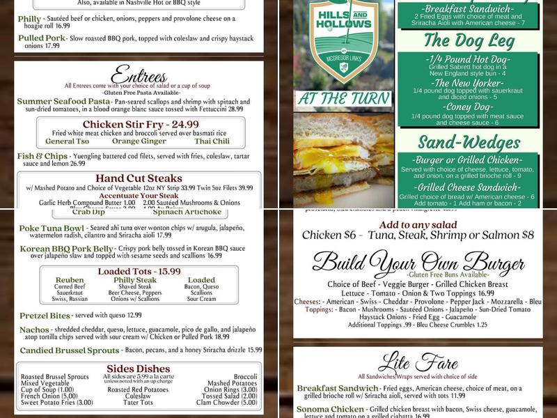 Hills & Hollows at McGregor Links Country Club Menu