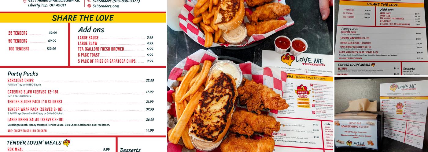 Love Me Tenders Menu