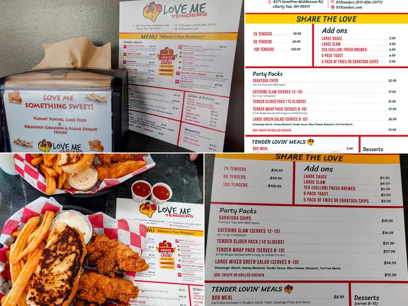 Love Me Tenders Menu