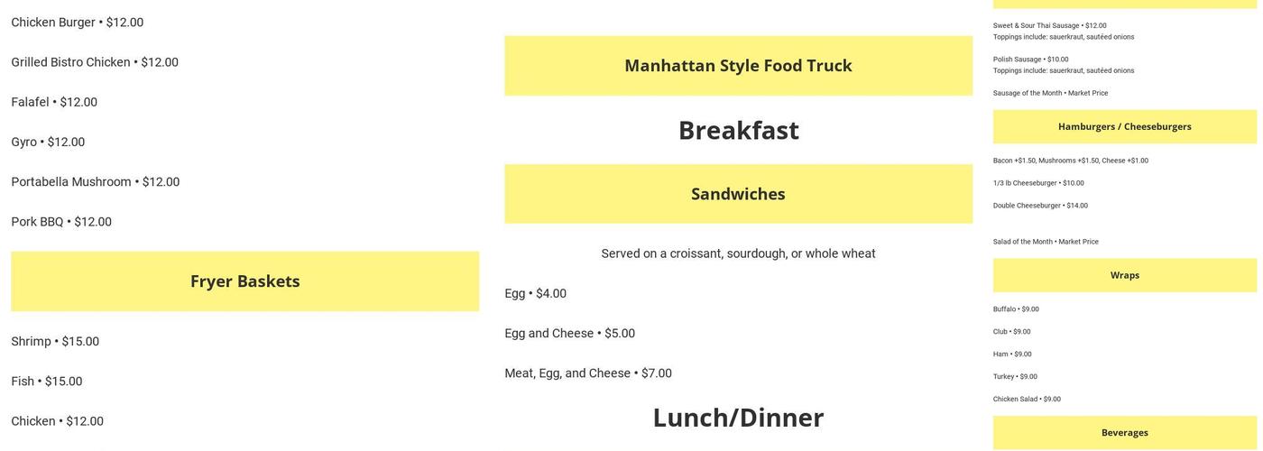 Trinity Episcopal Church Menu