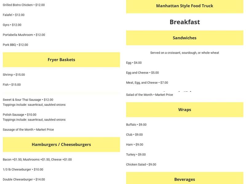 Trinity Episcopal Church Menu