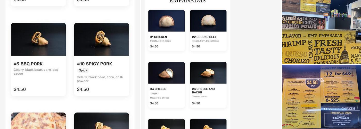 DMV EMPANADAS - BALTIMORE Menu