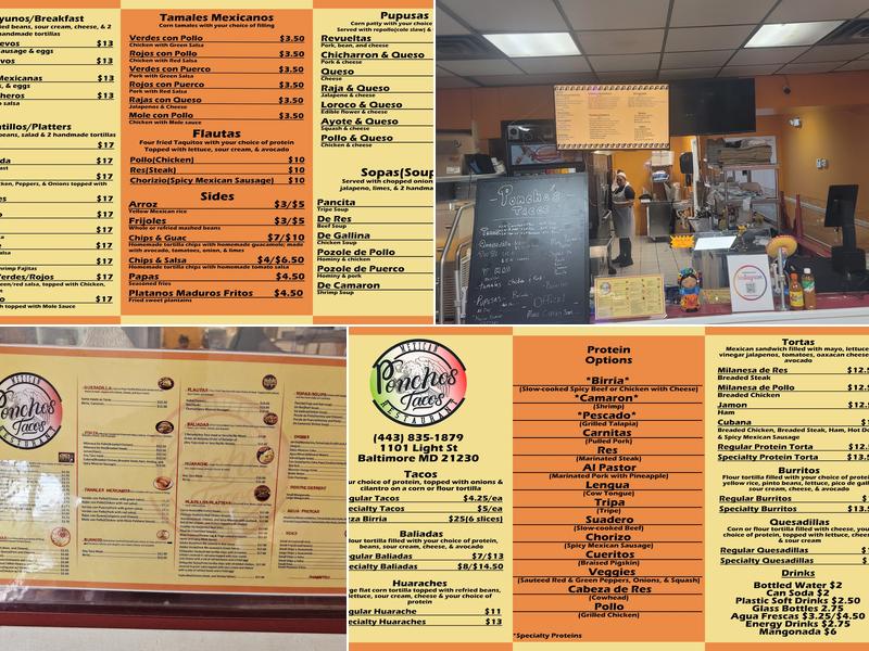 Ponchos Tacos Menu