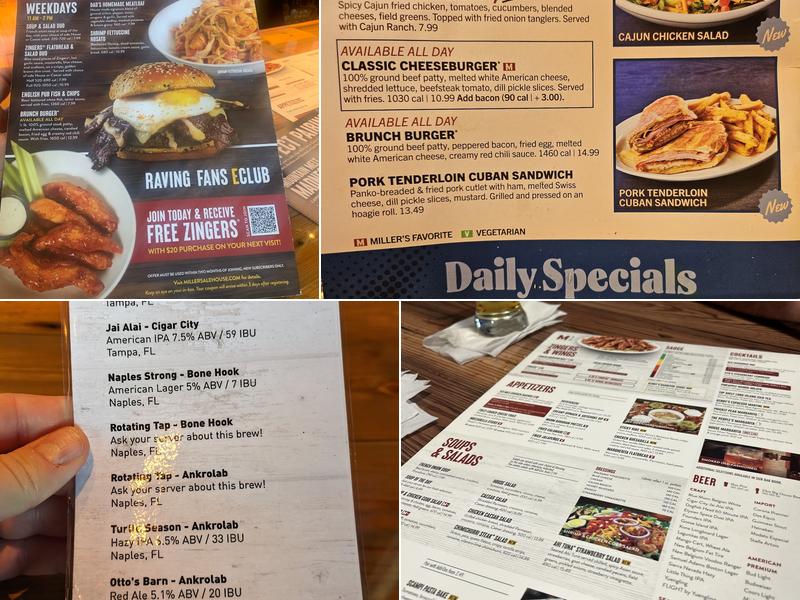 Miller's Ale House Menu