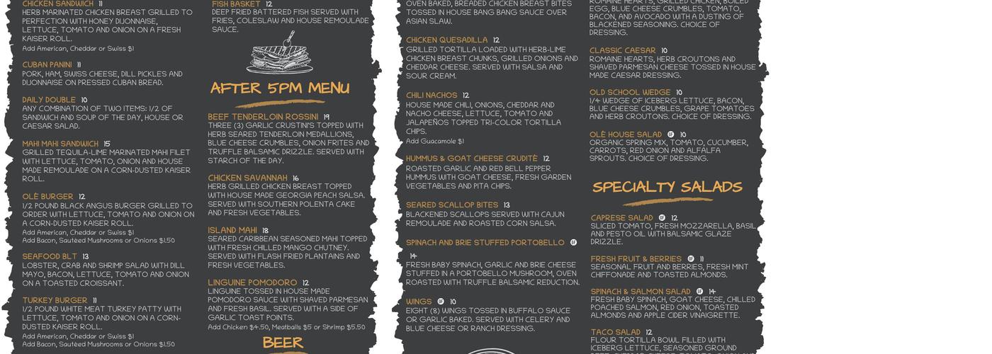 The Bistro at Ole Menu