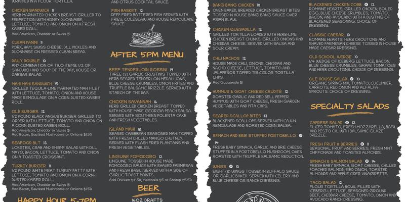 The Bistro at Ole Menu