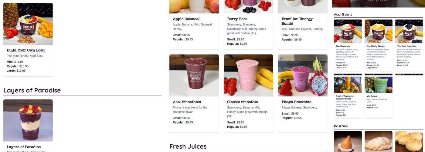 Acai Republic Menu