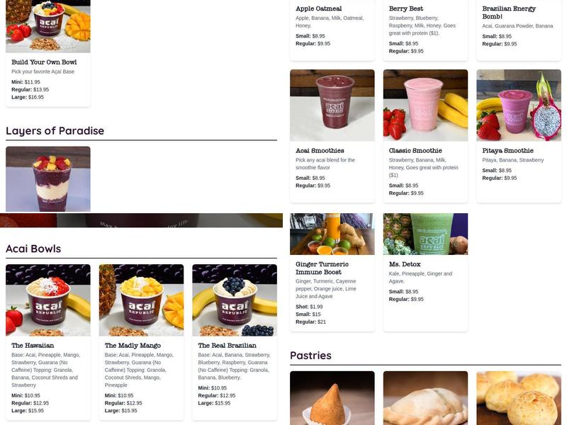 Acai Republic Menu