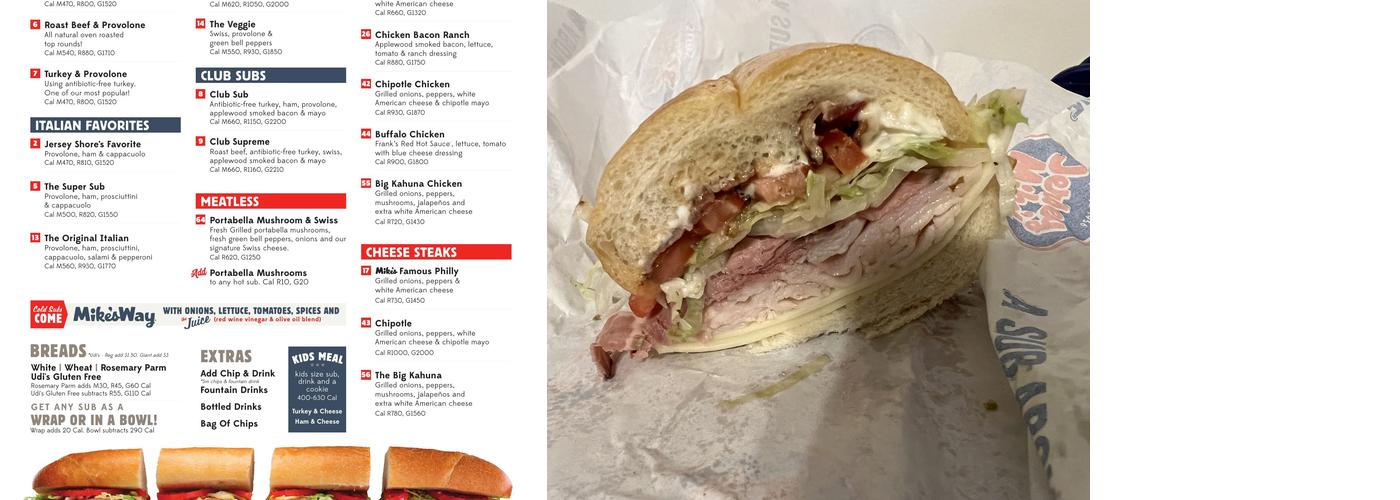 Jersey Mike's Subs Menu