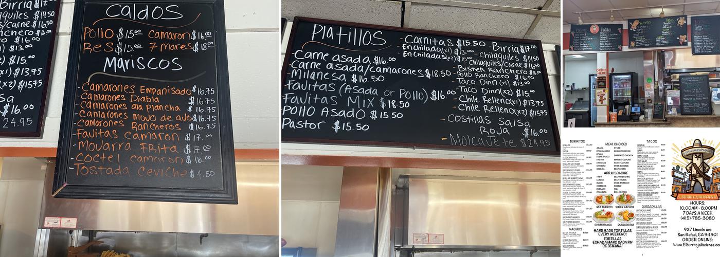 El Burrito Jalisciense Menu