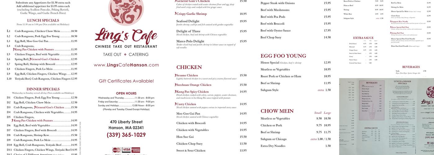 Ling's Cafe Menu